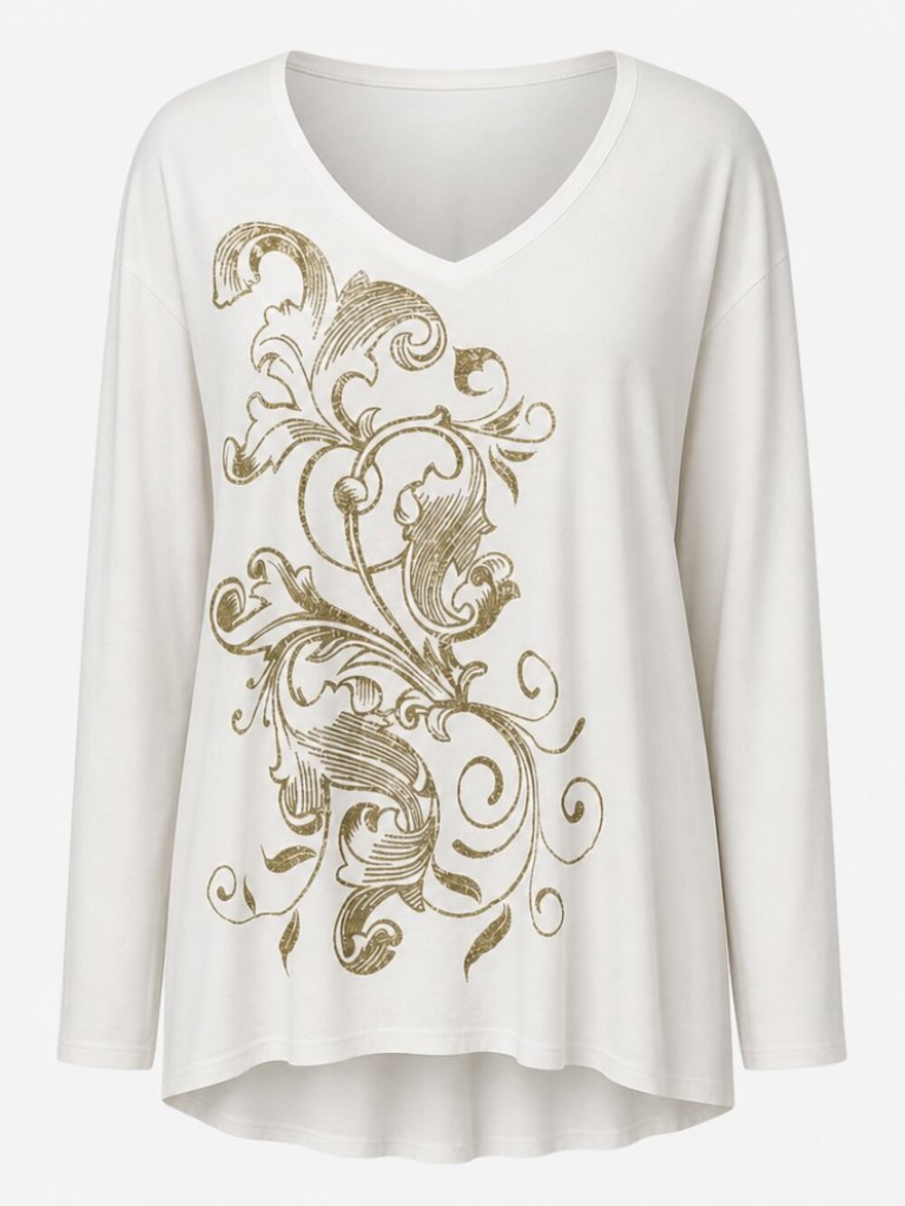 Just my size Classy Casual Glitter Graphic Long Sleeve top 5X Cream Gold